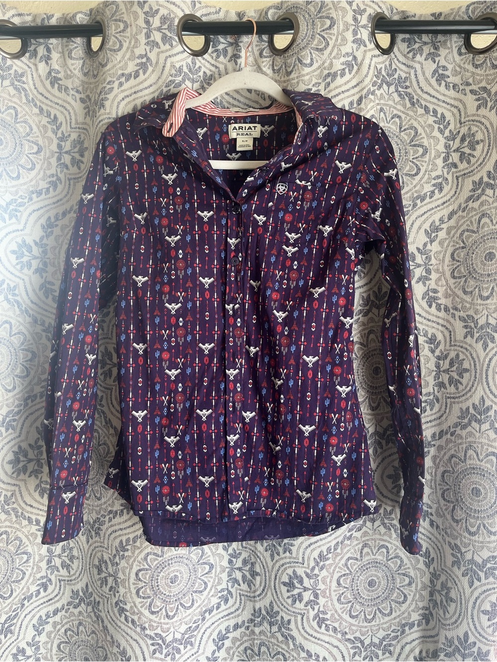 Ariat Purple Printed Western Button-Up Shirt